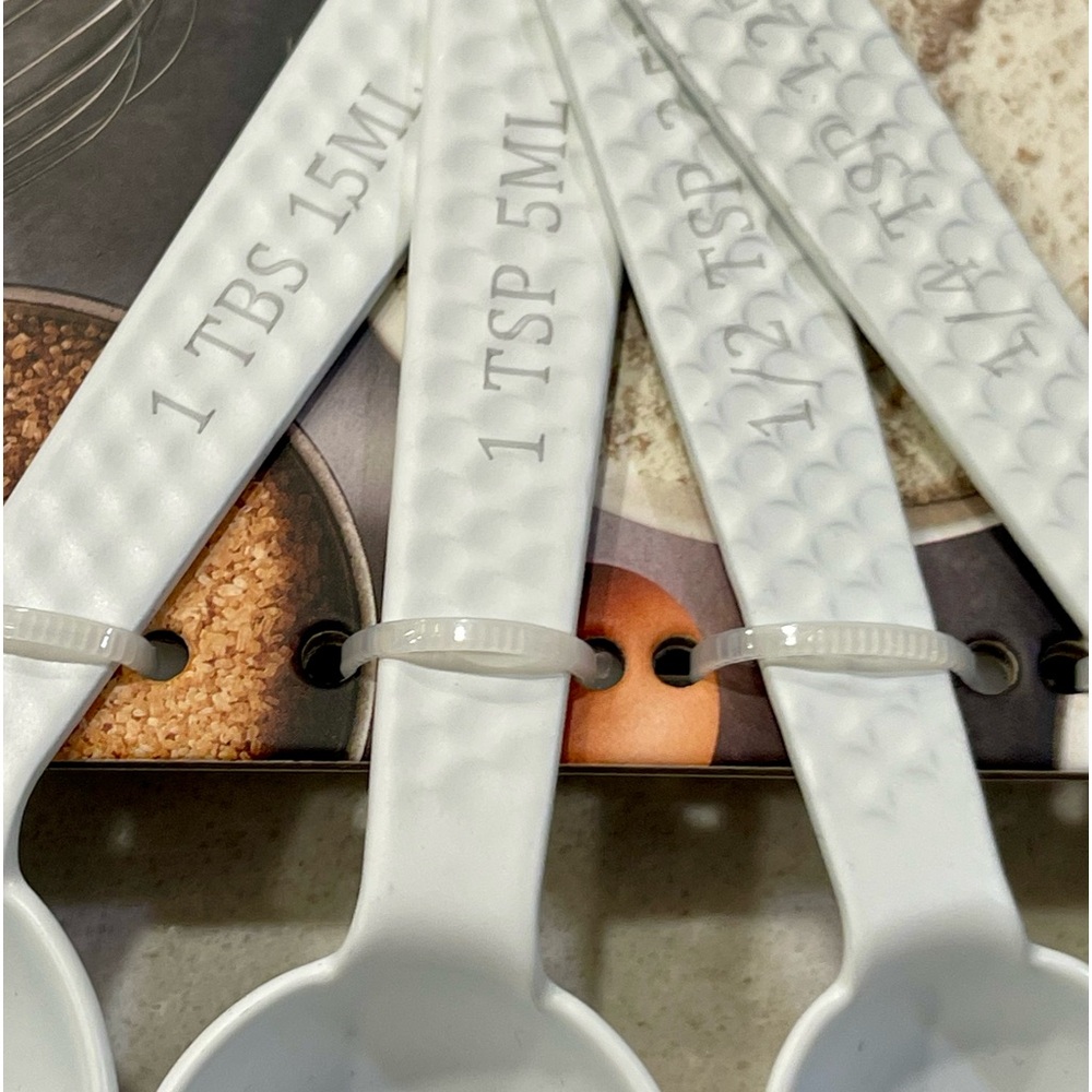 NEW Measuring spoons, white steel textured measuring spoons, kitchen utensils! - Picture 4 of 11